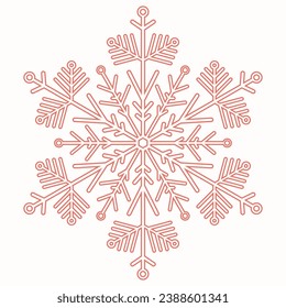 Accidente de nieve rosa vector redondo. Ornamento de invierno abstracto. Patrón con copo de nieve