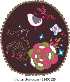 vector redondo Retro Floral