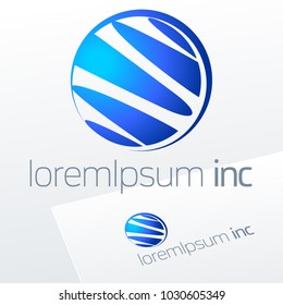 Round vector sign. Blue Logo for Business, Technology and Corporation.