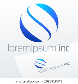 Round Vector Sign. Blue Logo for Business, Technology and Corporation