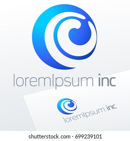 Round vector sign. Blue Logo for Business, Technology and Corporation.