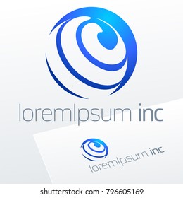 Round Vector Sign. Blue Logo for Business, Technology and Corporation
