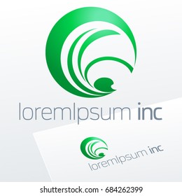 Round vector sign. Green logotype for Ecology, Pharmacy, Medicine activity