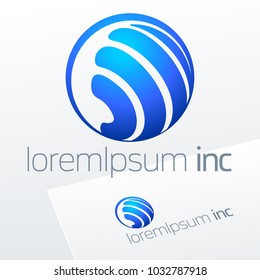 Round vector sign. Logo for Business, Technology and Corporation