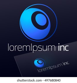 Round vector sign. Logo for Business, Technology, Corporation.