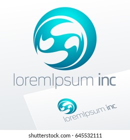 Round vector sign. Logo for Business, Technology and Corporation.