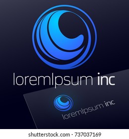 Round vector sign. Logo for Business, Technology and Corporation.