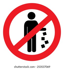 Round vector sign prohibiting littering