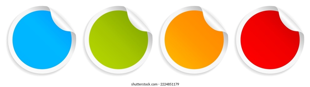 Round vector sticker, blank note paper isolated on white background, web design elements set for infographic or business presentation.