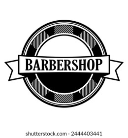 Round vector template for barbershop logo in retro style