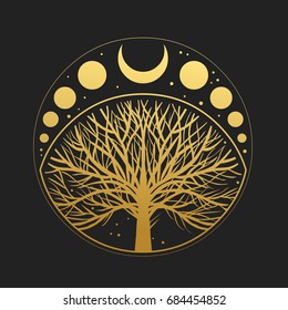 Round vector template in boho style.