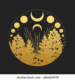 Round vector template in boho style.