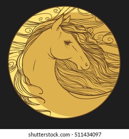 Round vector template with horse's head.