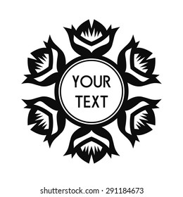 Round Vector Text Frame With Decorative Floral Elements For Logos, Stickers, Labels, Tags And Other Design.
