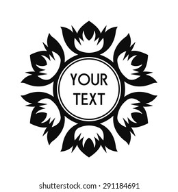 Round Vector Text Frame With Decorative Floral Elements For Logos, Stickers, Labels, Tags And Other Design.