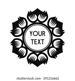Round Vector Text Frame With Decorative Floral Elements For Logos, Stickers, Labels, Tags And Other Design.