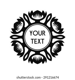 Round Vector Text Frame With Decorative Floral Elements For Logos, Stickers, Labels, Tags And Other Design.