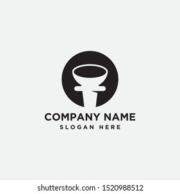round vector. towers and bowl in a negative space logo icon.