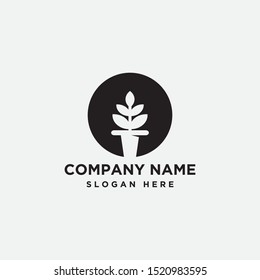 round vector. towers and leaves in a negative space logo icon.