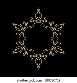 Round vector vintage gold frame for your design. Vintage cover. Place for text.