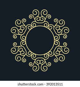 Round vector vintage gold frame for your design. Vintage cover. Place for text.