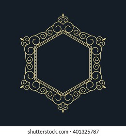 Round vector vintage gold frame for your design. Vintage cover. Place for text.