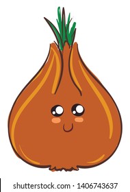 É um vegetal redondo que cresce no subsolo e cultivado em todo o mundo para o seu bulbo comestível., vetor, desenho a cores ou ilustração. 