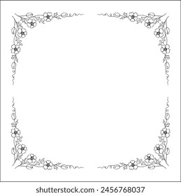 Round vegetal ornamental frame with leaves and poppy flowers, decorative border, corners for greeting cards, banners, business cards, invitations, menus. Isolated vector illustration.	
