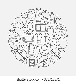 Round vegetarian illustration - vector minimal vegan or vegetarian design symbol or background 