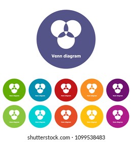 Round venn diagram icons color set vector for any web design on white background