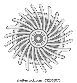 Round ventilator icon in monochrome style isolated on white background vector illustration