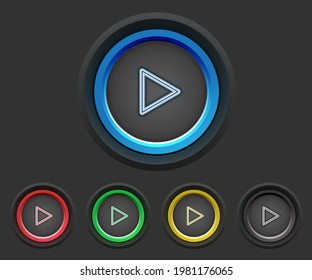 Round video play buttons in many color