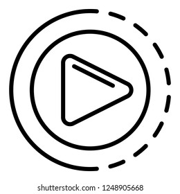 Round video player icon. Outline round video player vector icon for web design isolated on white background