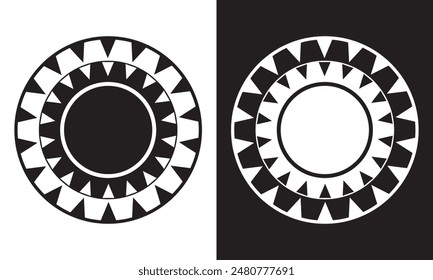 Round vintage decorative floral ornament frame icon. Shield badge and design elements. isolated on white and black background. EPS 10