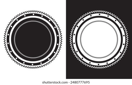 Round vintage decorative floral ornament frame icon. Shield badge and design elements. isolated on white and black background. EPS 10