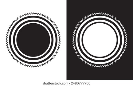 Round vintage decorative floral ornament frame icon. Shield badge and design elements. isolated on white and black background. EPS 10