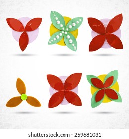 Round, vintage decorative flower elements. Handmade with paper and glue . Scrap booking and hobby.