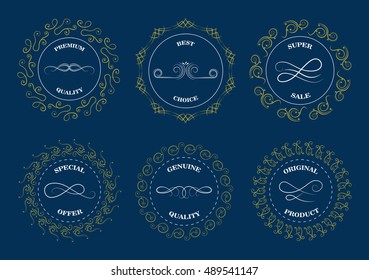 Round vintage frame collection.Ornament circle frames.Vector illustration.