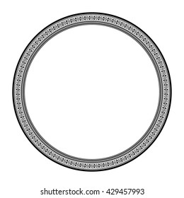 Round vintage frame. Isolated victorian circle frame on white background