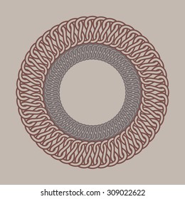 Round vintage frame for logos. Original weaving macrame. Handmade round braiding brand sign.
