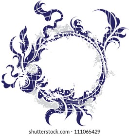 Round vintage frame. Old-fashioned background