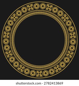 Round vintage frame with an openwork ethnic ornament. Vector illustration