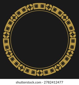 Round vintage frame with simple ornament. Vector illustration