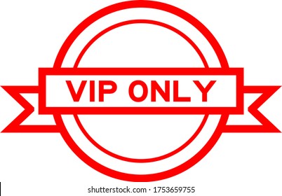 Round vintage label banner in red color with word VIP (abbreviation of very important person) only on white background