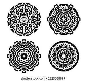 Round Vintage Ornament, Isolated Set Illustration