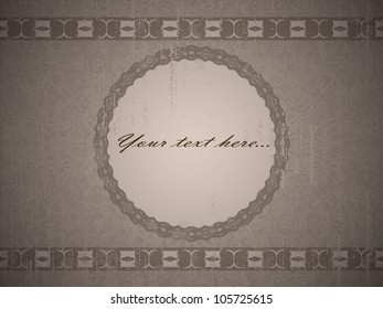 Round vintage pattern frame, grunge. EPS10 vector