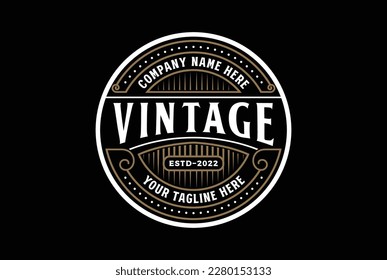 Round Vintage Retro Steampunk Badge Emblem Label Stamp Logo Design Vector