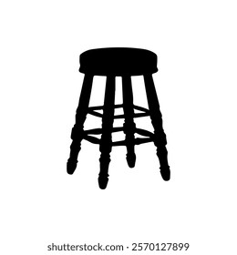 Round vintage stool silhouette icon flat vector illustration design.