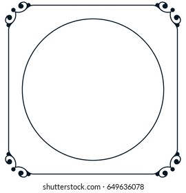Round vintage vector photo frame border isolated