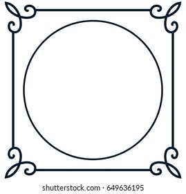 Round vintage vector photo frame border isolated